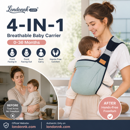 👶 50 % RABATT NÅ! 🧺 4-i-1 bæresele med ventilerende mesh – 0–36 måneder, foran & bak – nær barnet, hendene frie 💕