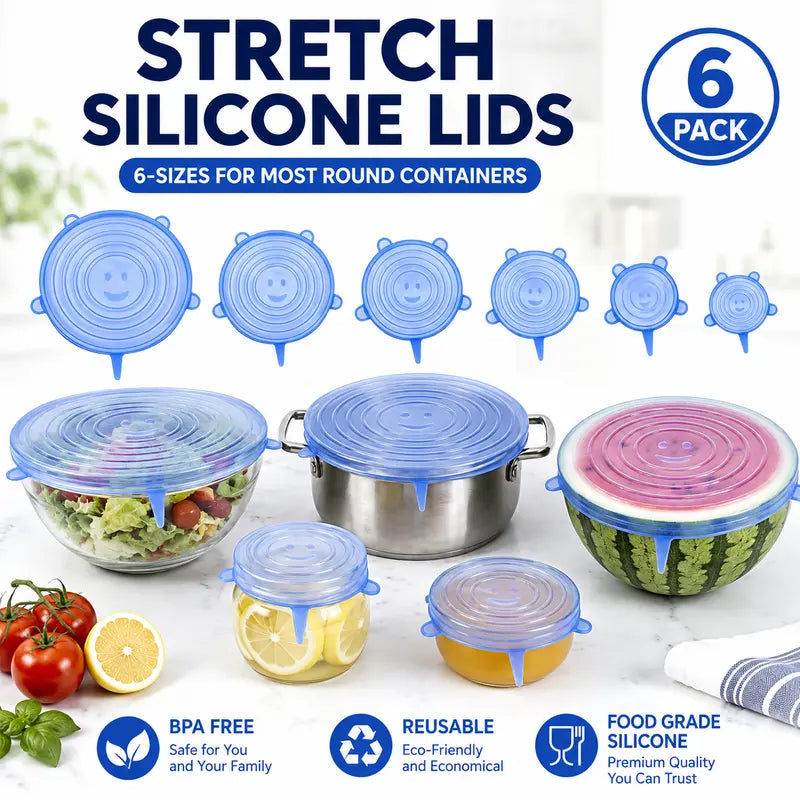 Adpartner silikonlokk for matoppbevaring (6-pakning)