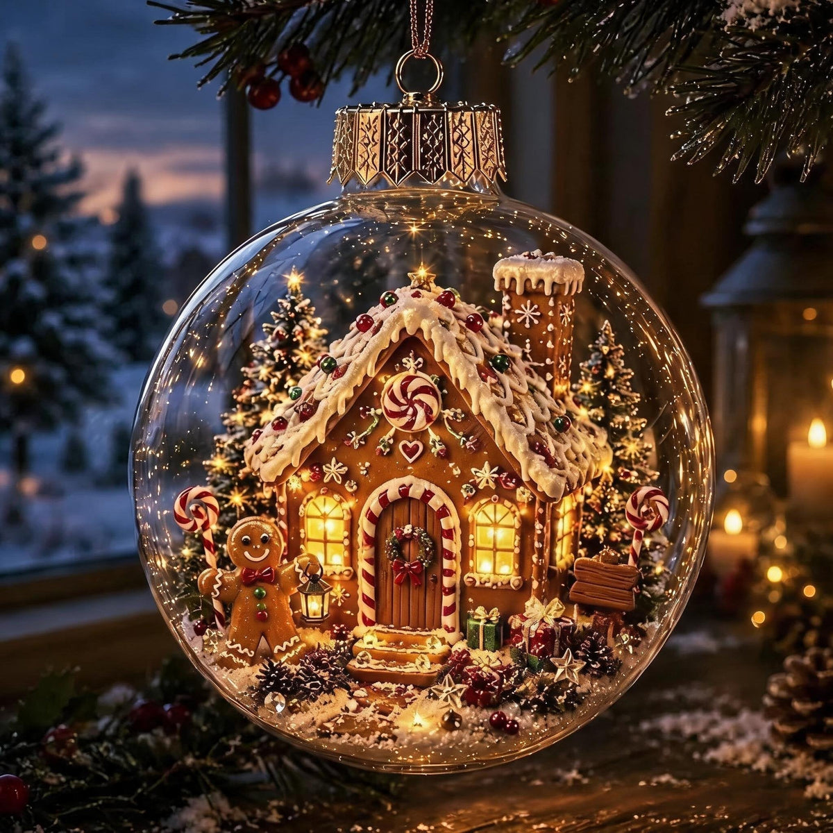 🎄Glødende juldiorama-ornament – En liten vinterverden i håndflaten din👼