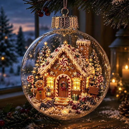 🎄Glødende juldiorama-ornament – En liten vinterverden i håndflaten din👼