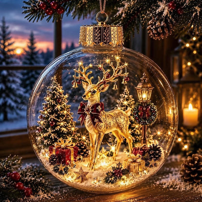 🎄Glødende juldiorama-ornament – En liten vinterverden i håndflaten din👼