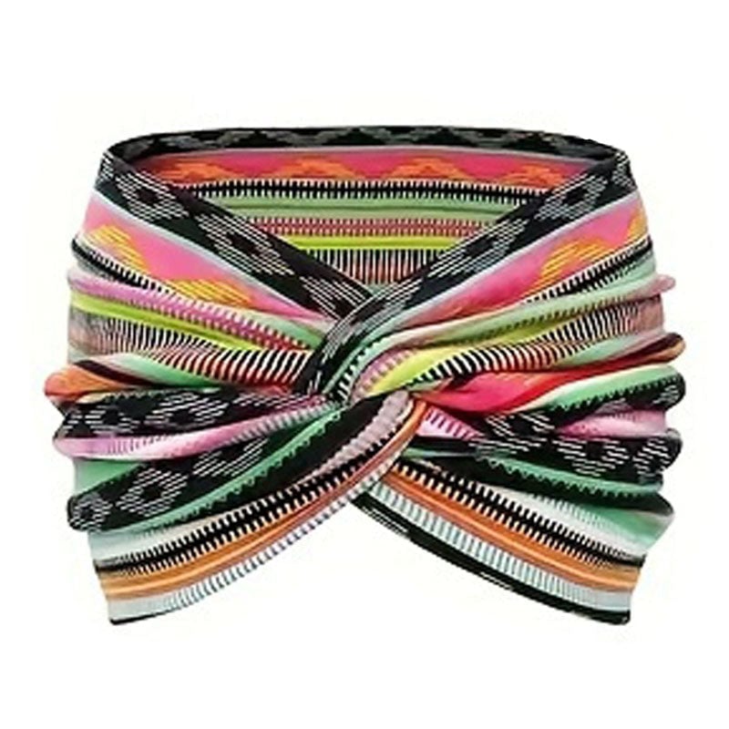 Hårbånd i bohemsk stil med paisley-trykk, bredt elastisk hårbånd