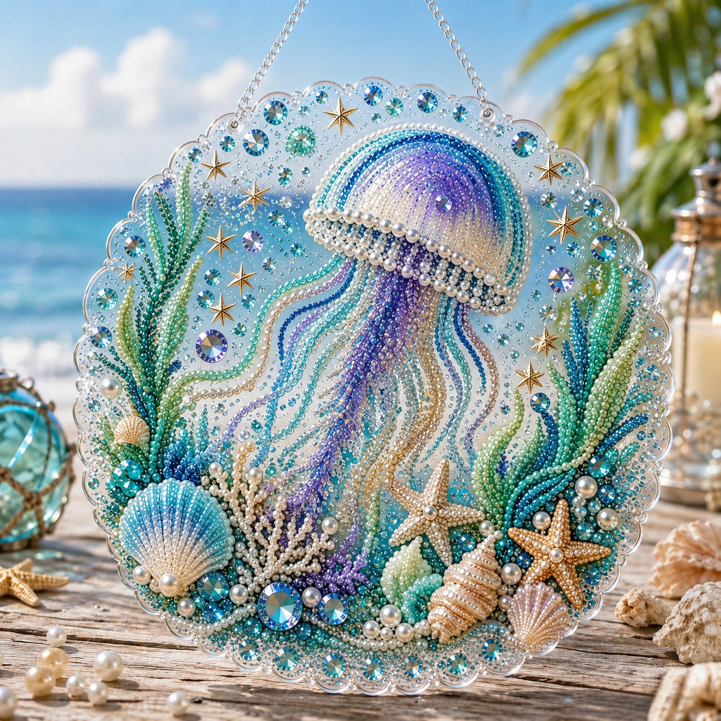 🔥 🌊✨Ocean Pearl Art DIY Hengepyntsett