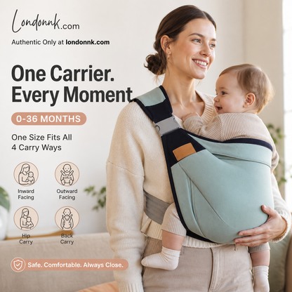 👶 50 % RABATT NÅ! 🧺 4-i-1 bæresele med ventilerende mesh – 0–36 måneder, foran & bak – nær barnet, hendene frie 💕