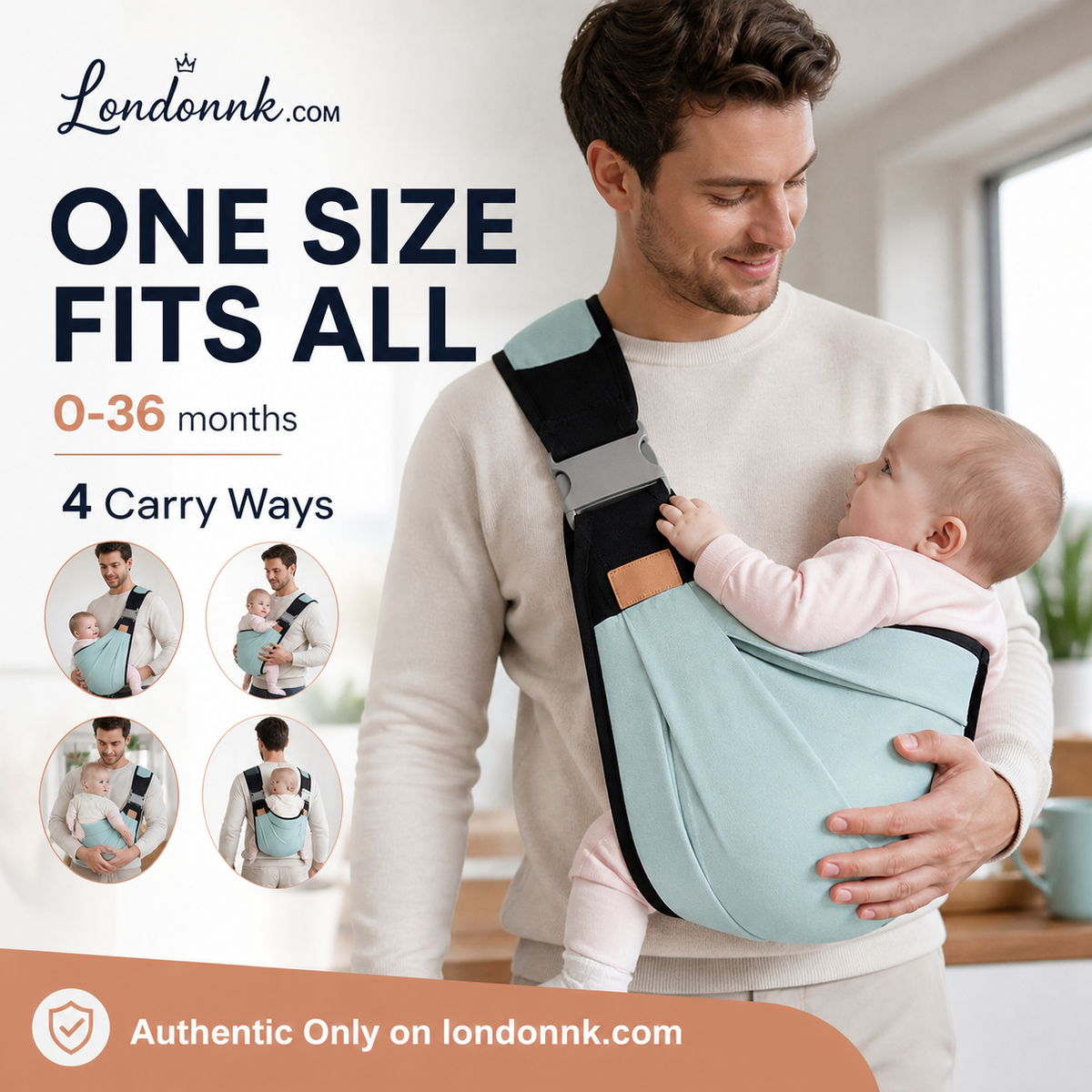 👶 50 % RABATT NÅ! 🧺 4-i-1 bæresele med ventilerende mesh – 0–36 måneder, foran & bak – nær barnet, hendene frie 💕