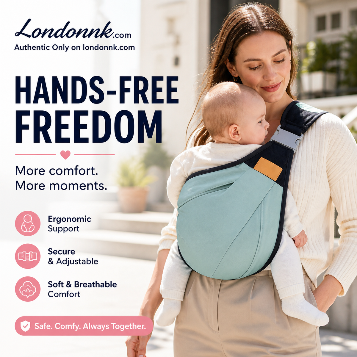 👶 50 % RABATT NÅ! 🧺 4-i-1 bæresele med ventilerende mesh – 0–36 måneder, foran & bak – nær barnet, hendene frie 💕