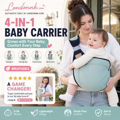 👶 50 % RABATT NÅ! 🧺 4-i-1 bæresele med ventilerende mesh – 0–36 måneder, foran & bak – nær barnet, hendene frie 💕