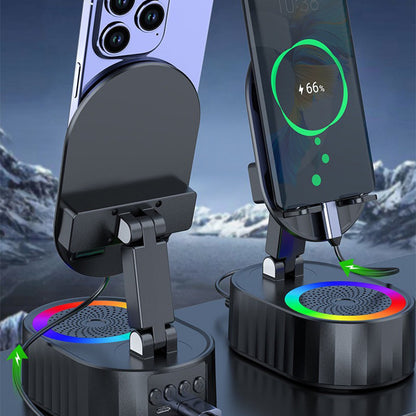 5-i-1 trådløs induksjons Bluetooth-høyttalertelefonstativ