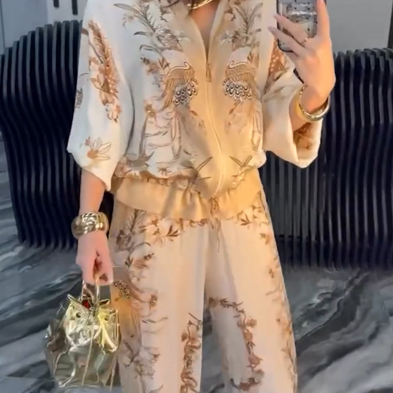 Elegant todelt sett med glidelås for kvinner