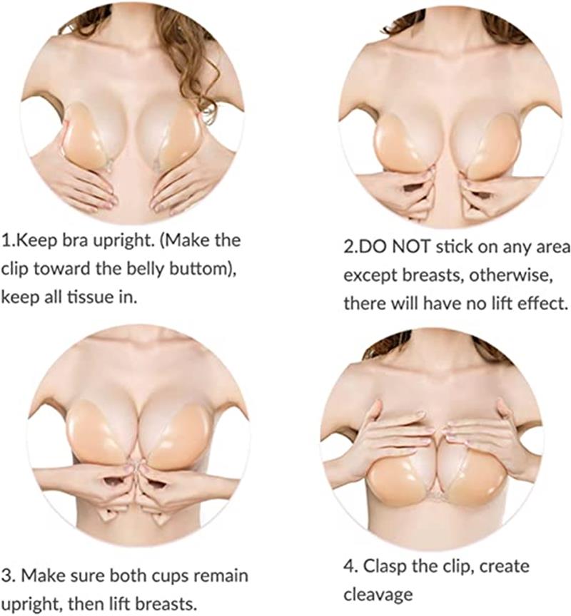 💖【Kjøp 1 + 1 gratis】 👙Usynlige, selvklebende BH-er med rynking✨