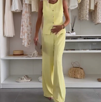 🌸Sommerkupp 49 % RABATT🌸Sett med ermeløs topp og lange bukser til dame