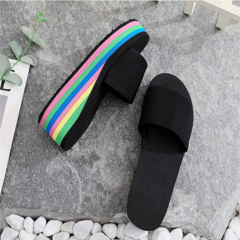 🌈Flip-flops for kvinner med regnbuefargede såler