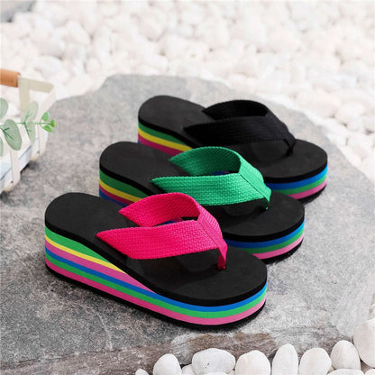 🌈Flip-flops for kvinner med regnbuefargede såler