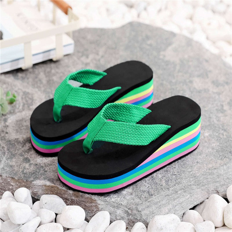 🌈Flip-flops for kvinner med regnbuefargede såler