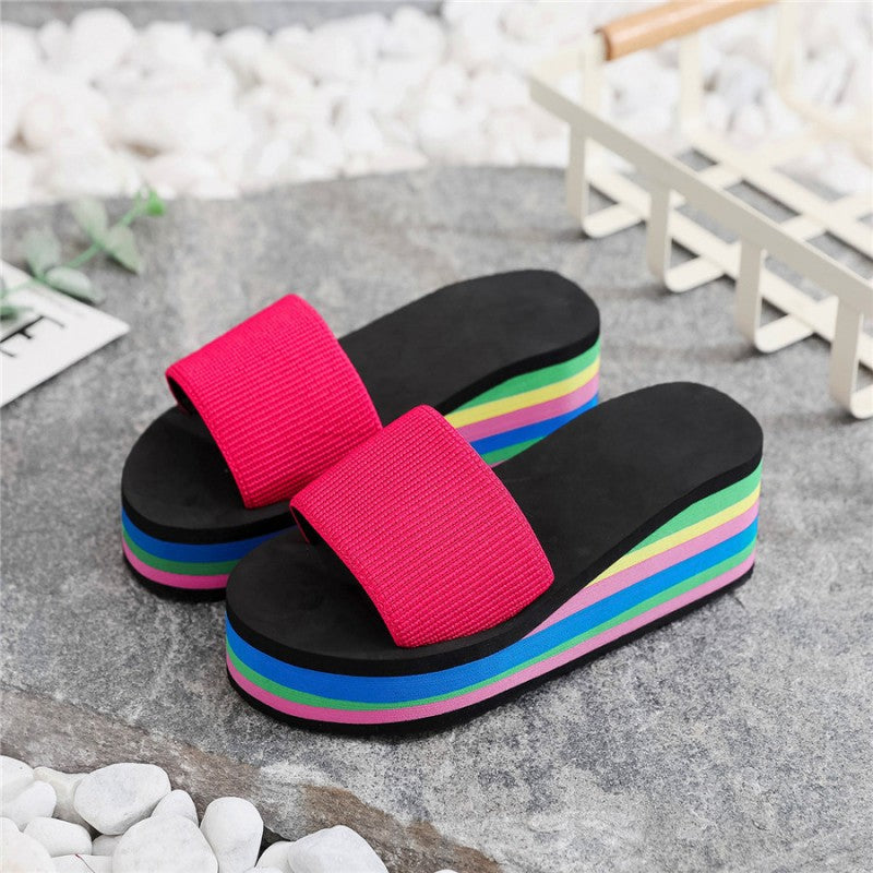 🌈Flip-flops for kvinner med regnbuefargede såler