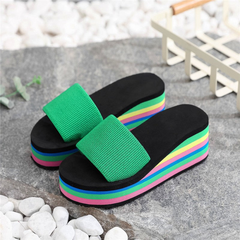 🌈Flip-flops for kvinner med regnbuefargede såler