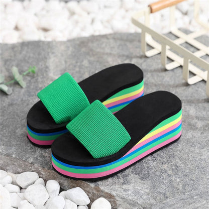 🌈Flip-flops for kvinner med regnbuefargede såler