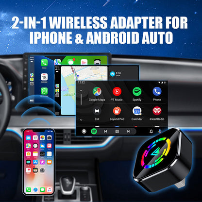 📢📢50 % RABATT!🔥2-i-1 trådløs adapter for iPhone og Android Auto