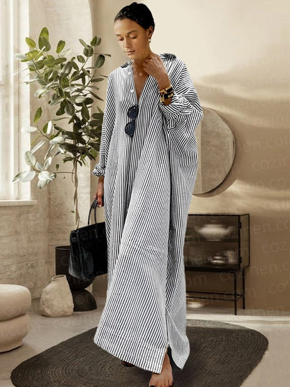 🌸Hva skal jeg ha på meg i morgen? 💐Stripet cardigan Løs, oversized, uregelmessig kjole