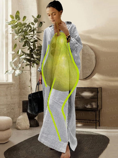 🌸Hva skal jeg ha på meg i morgen? 💐Stripet cardigan Løs, oversized, uregelmessig kjole