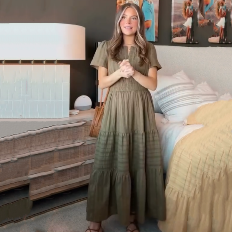 🔥Hot Salg 49% rabatt👗Uformelle sommerkjoler med korte ermer og V-hals for kvinner