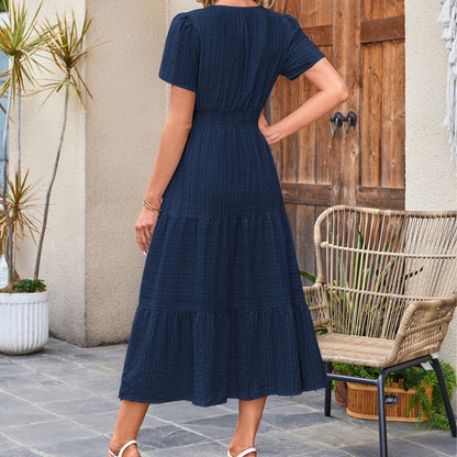 🔥Hot Salg 49% rabatt👗Uformelle sommerkjoler med korte ermer og V-hals for kvinner