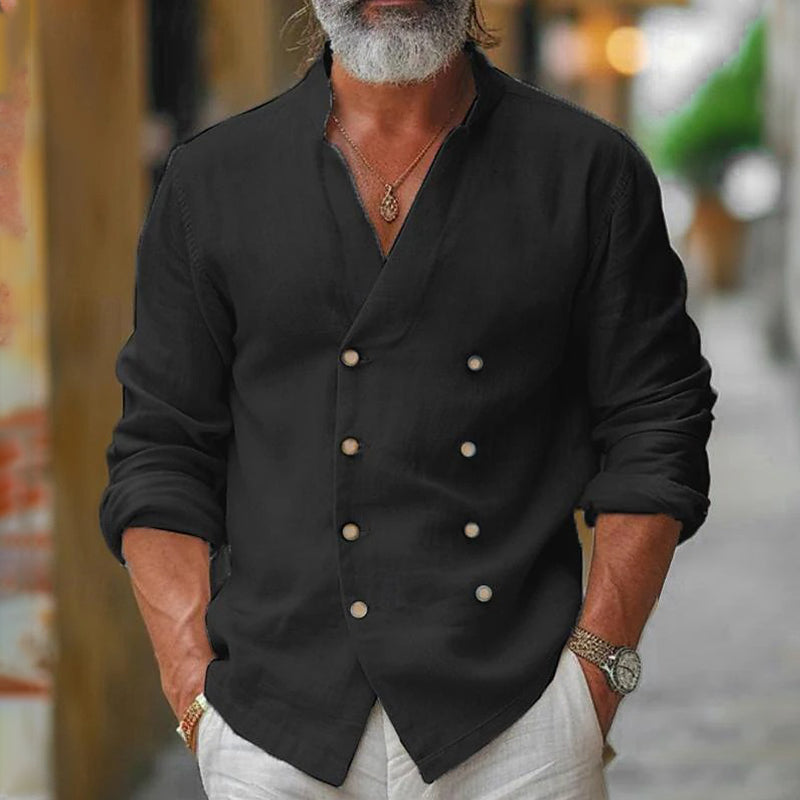 Herrevest laget av bomull og lin med dobbel knappelukking