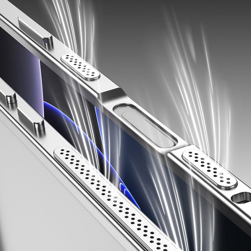 iPhone-deksel med bart metallramme, varmespredningsfunksjon og sjøhestspenne