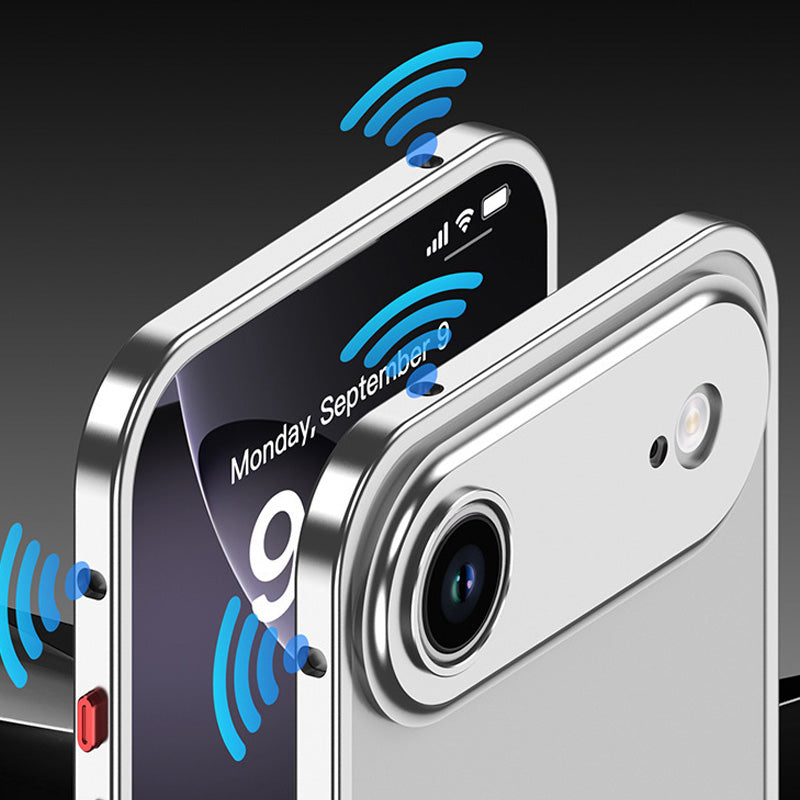 iPhone-deksel med bart metallramme, varmespredningsfunksjon og sjøhestspenne