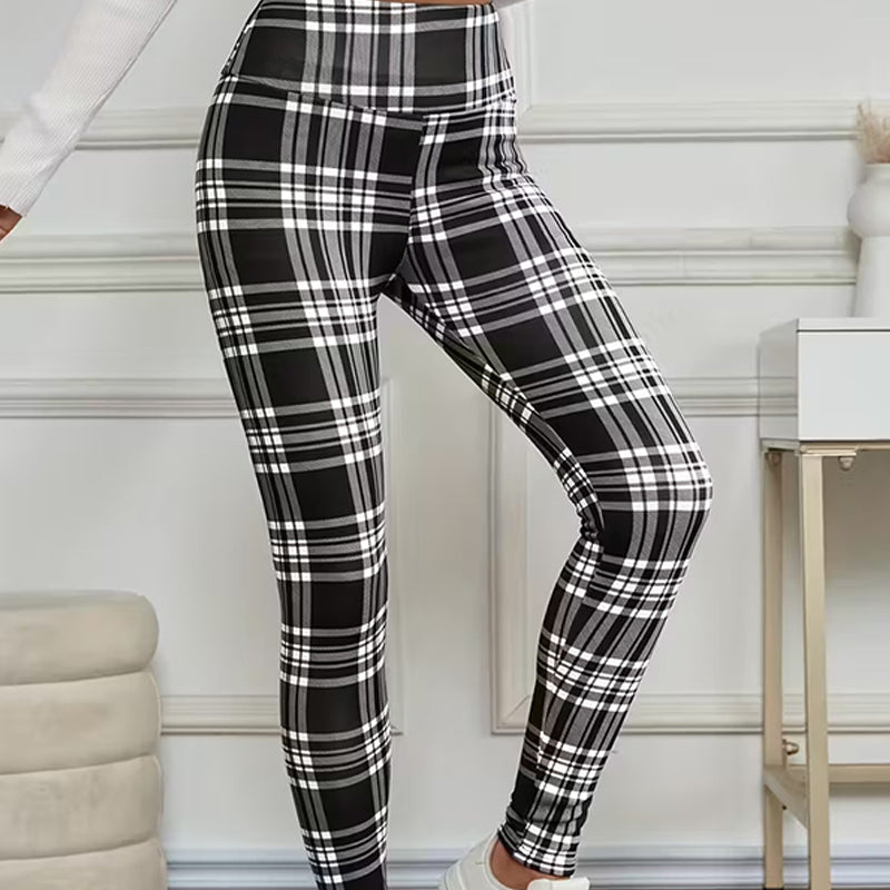 ✈️Kjøp 2 varer og få fri frakt✈️Fleeceforede rutete leggings for damer – myke, stretchy og stilige vinterplagg 🧣
