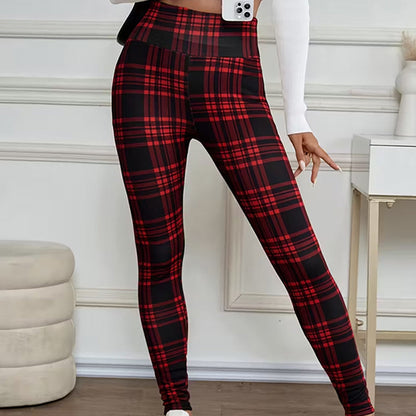 ✈️Kjøp 2 varer og få fri frakt✈️Fleeceforede rutete leggings for damer – myke, stretchy og stilige vinterplagg 🧣