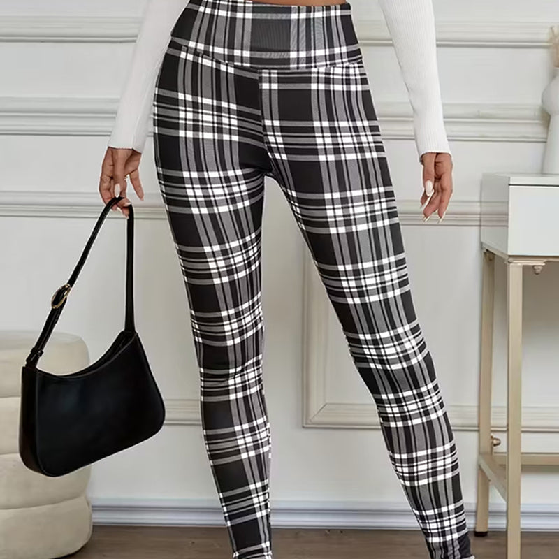 ✈️Kjøp 2 varer og få fri frakt✈️Fleeceforede rutete leggings for damer – myke, stretchy og stilige vinterplagg 🧣