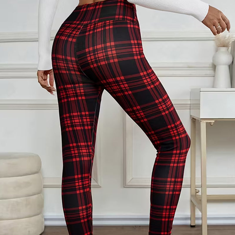 ✈️Kjøp 2 varer og få fri frakt✈️Fleeceforede rutete leggings for damer – myke, stretchy og stilige vinterplagg 🧣