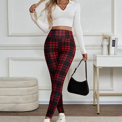 ✈️Kjøp 2 varer og få fri frakt✈️Fleeceforede rutete leggings for damer – myke, stretchy og stilige vinterplagg 🧣