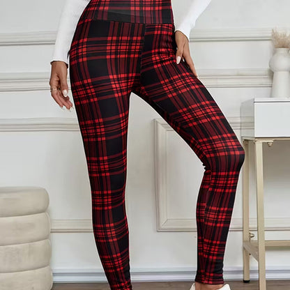 ✈️Kjøp 2 varer og få fri frakt✈️Fleeceforede rutete leggings for damer – myke, stretchy og stilige vinterplagg 🧣
