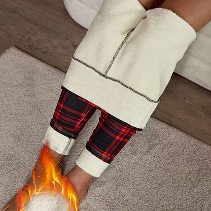✈️Kjøp 2 varer og få fri frakt✈️Fleeceforede rutete leggings for damer – myke, stretchy og stilige vinterplagg 🧣
