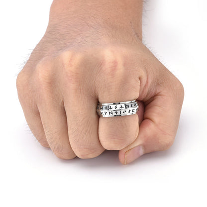 ✨🎅Jule tilbud – Kun i begrenset periode!⏰Titanium Steel Viking Rune Rotating Ring