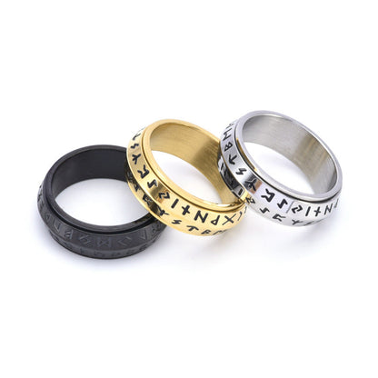 ✨🎅Jule tilbud – Kun i begrenset periode!⏰Titanium Steel Viking Rune Rotating Ring