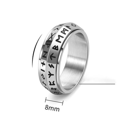✨🎅Jule tilbud – Kun i begrenset periode!⏰Titanium Steel Viking Rune Rotating Ring