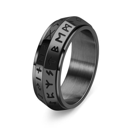 ✨🎅Jule tilbud – Kun i begrenset periode!⏰Titanium Steel Viking Rune Rotating Ring
