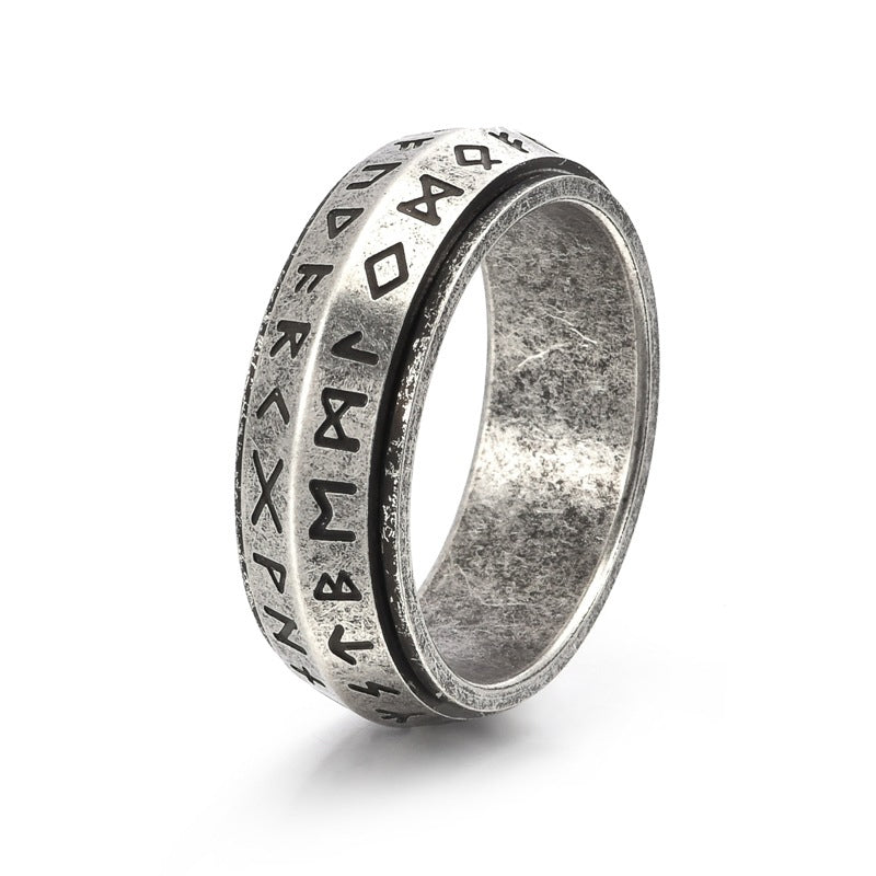 ✨🎅Jule tilbud – Kun i begrenset periode!⏰Titanium Steel Viking Rune Rotating Ring