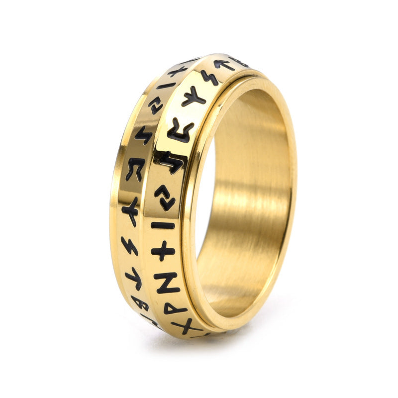 ✨🎅Jule tilbud – Kun i begrenset periode!⏰Titanium Steel Viking Rune Rotating Ring