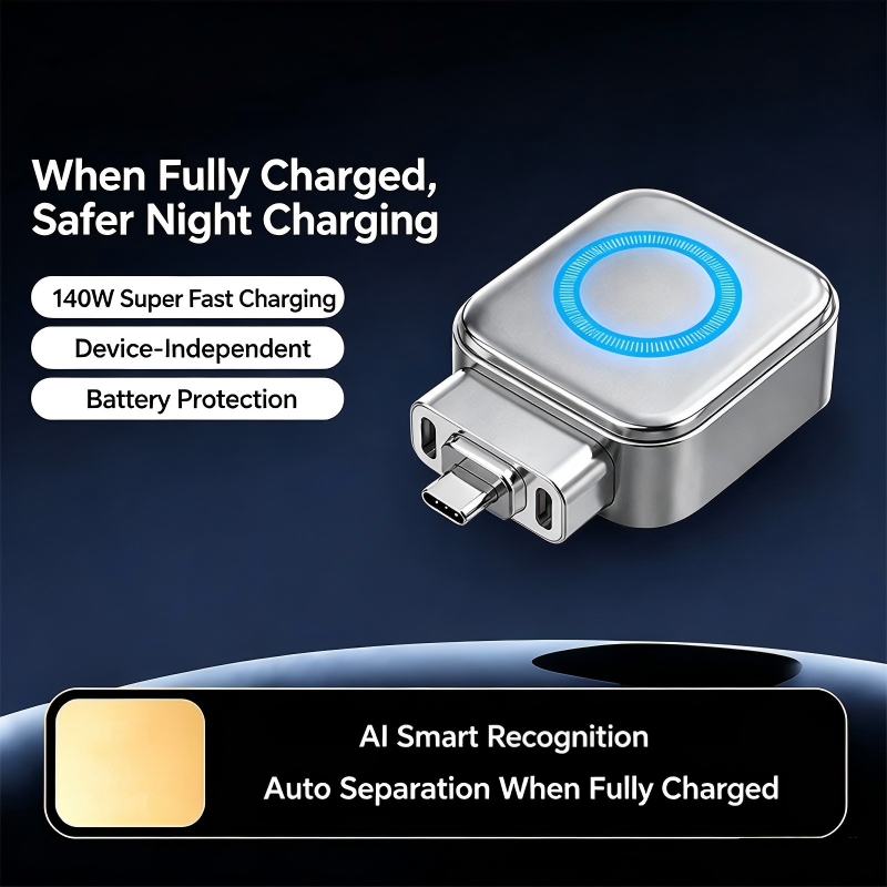 ⚡140W superrask lader med AI automatisk avstengning - USB-C PD3.1 - Intelligent batteribeskyttelse - Universal for iPhone, MacBook og nettbrett