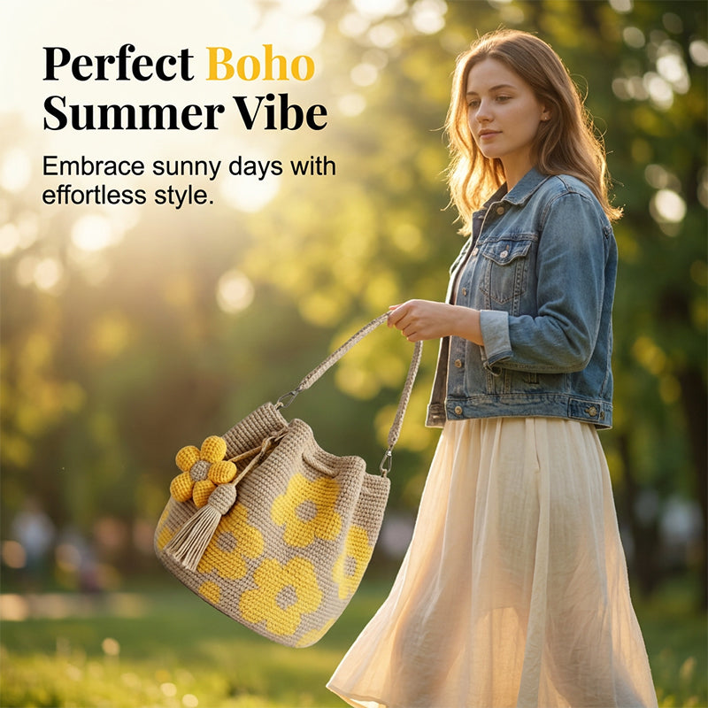 🔥2026 VARMT SALG🔥【Begrenset tilbud】50 % rabatt ✨Heklet bøtteveske til dame – én tote-veske. Uendelige sommerstemninger.🌼