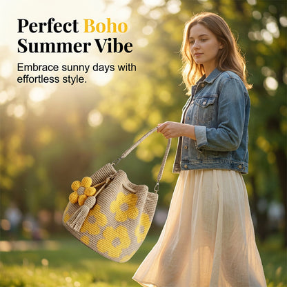 🔥2026 VARMT SALG🔥【Begrenset tilbud】50 % rabatt ✨Heklet bøtteveske til dame – én tote-veske. Uendelige sommerstemninger.🌼
