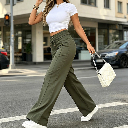 👖 TIDSBEGRENSET 50% RABATT! 💥 Damebukser med høy midje og rette ben – fremsøm, elastisk bak, allsidige ✨✨3% rabattkode: NOR3