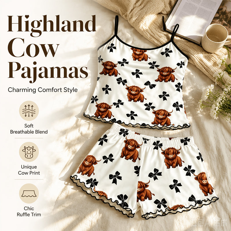 🐮 Sommer Sleepless spaghetti-stropp cami-nattøysett ☁️