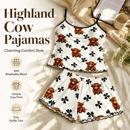 🐮 Sommer Sleepless spaghetti-stropp cami-nattøysett ☁️