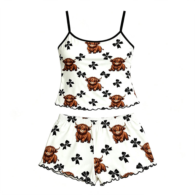 🐮 Sommer Sleepless spaghetti-stropp cami-nattøysett ☁️