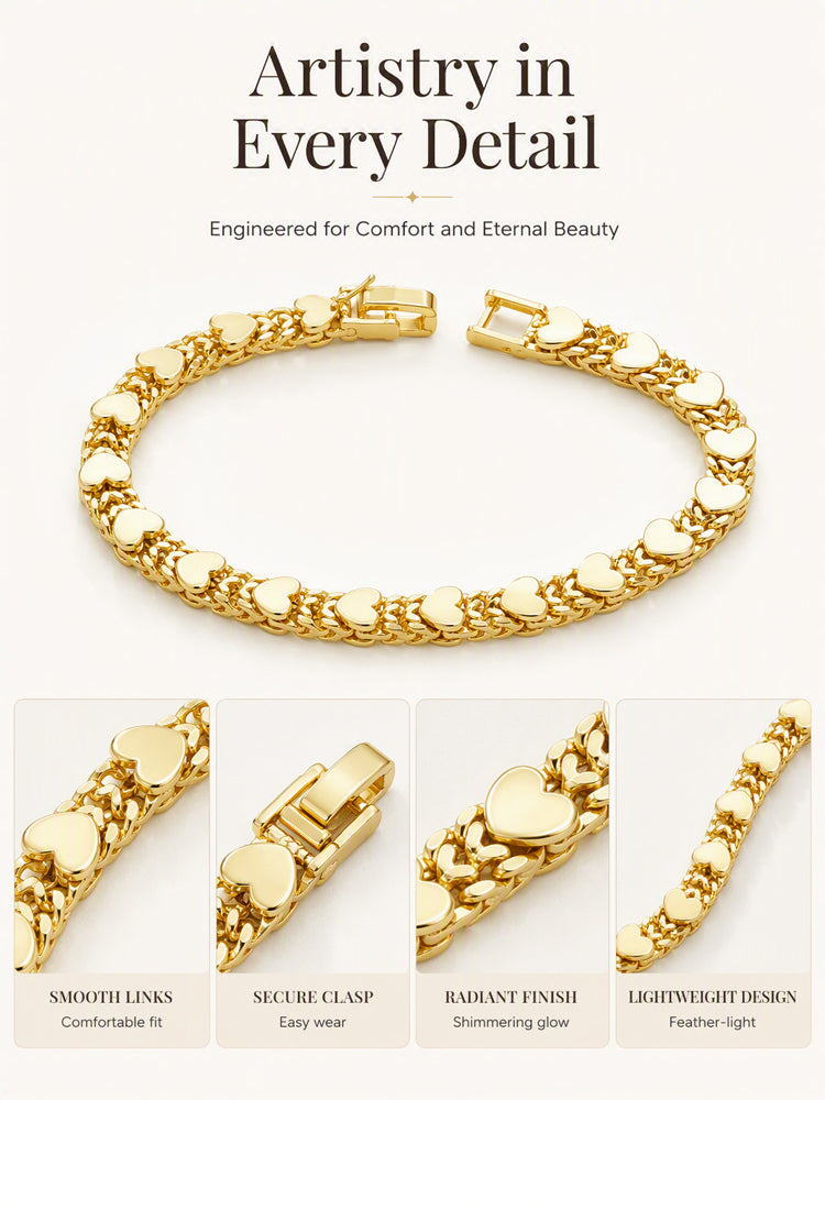 Elegant armbånd med hjerteformede lenker for kvinner